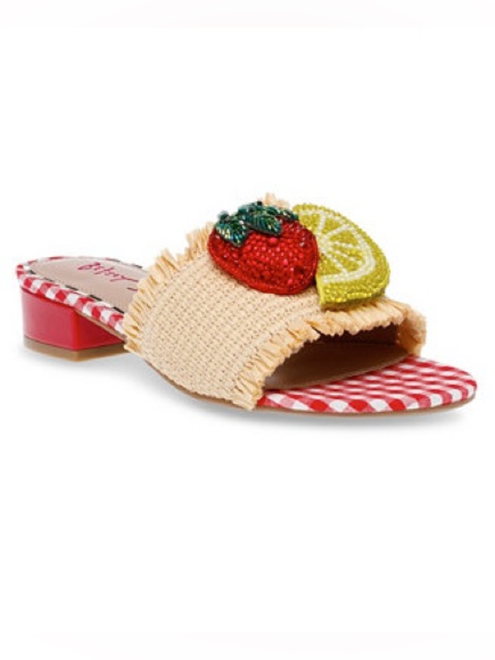 NWOB- Betsey Johnson Lindyy Fruit Block Heel Slide Sandals
